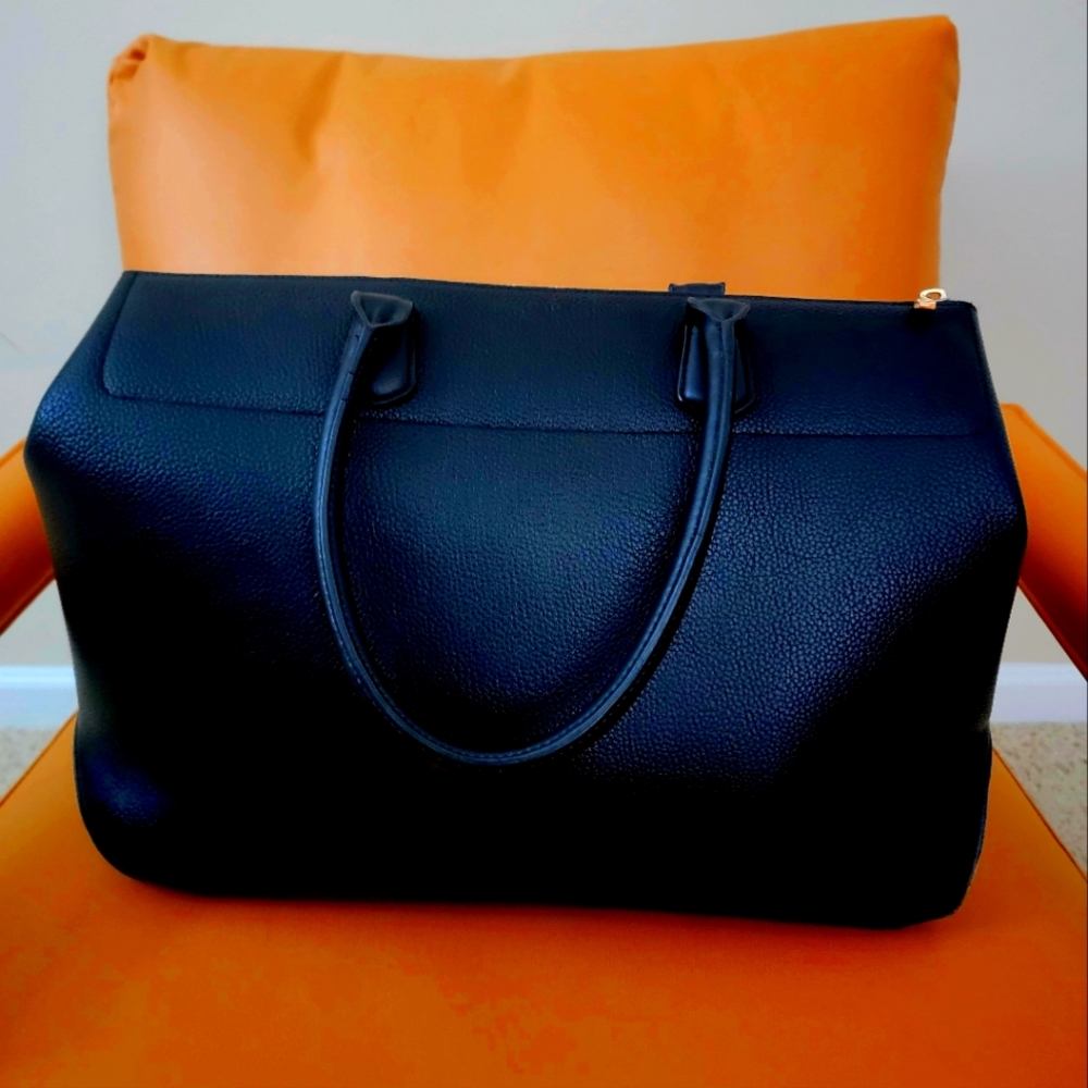 Women's Black Leather Duffle / Purse / Bag